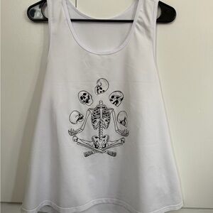 SHEIN White Tank Top with Skeleton Print